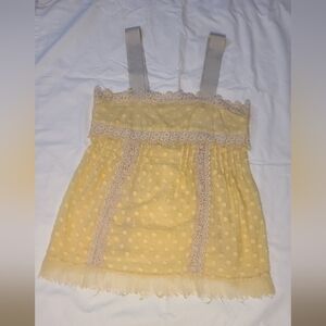 Yellow Lace cotton & silk top by Rebecca Taylor size 6